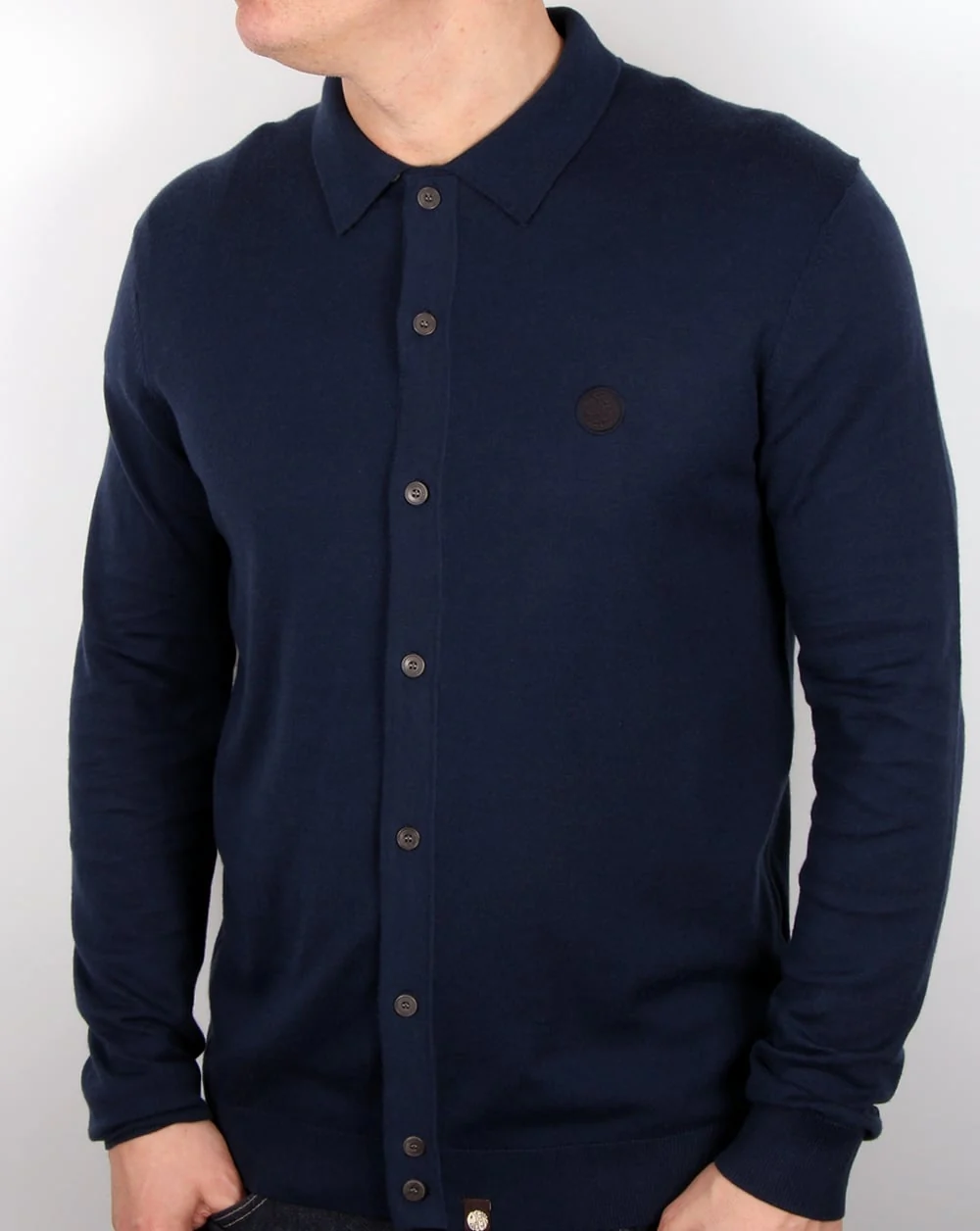 Pretty Green Mandeville Knitted Shirt Navy