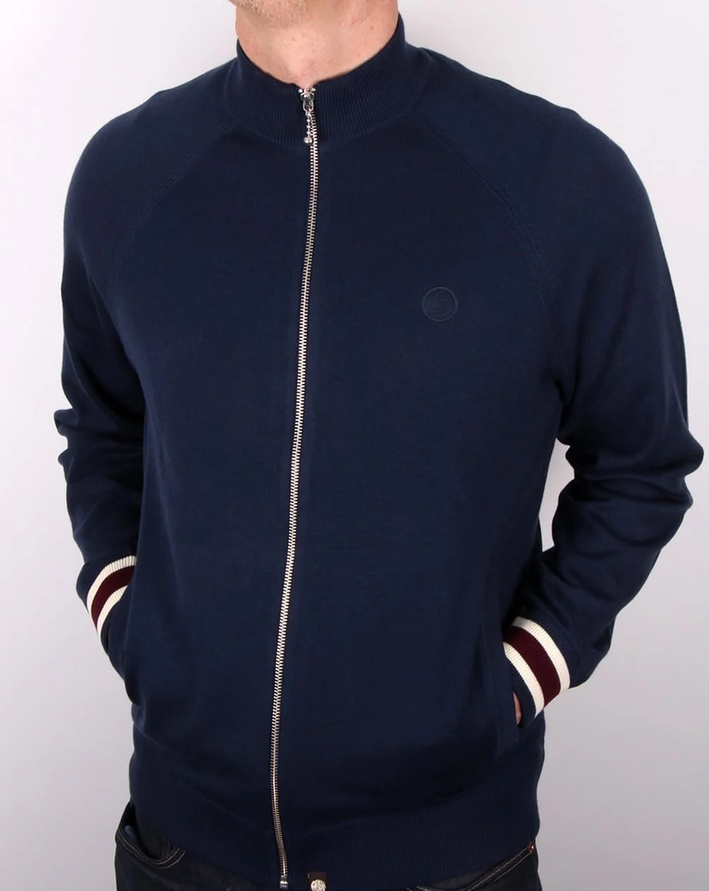 Pretty Green Mandeville Knitted Track Top Navy - Image 2