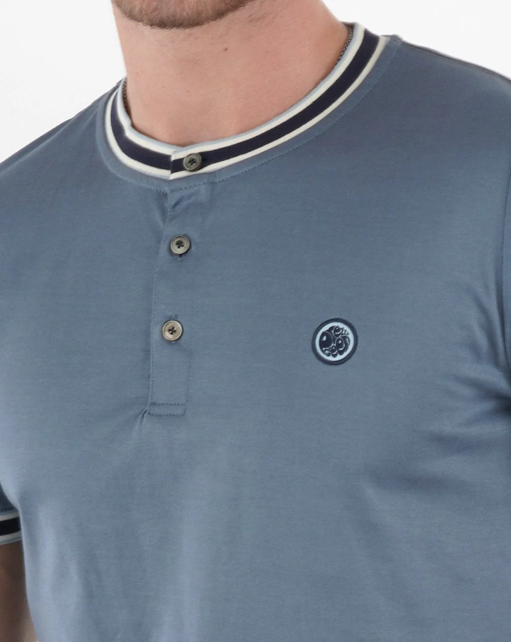 Pretty Green Marriot Henley T-shirt Blue - Image 3