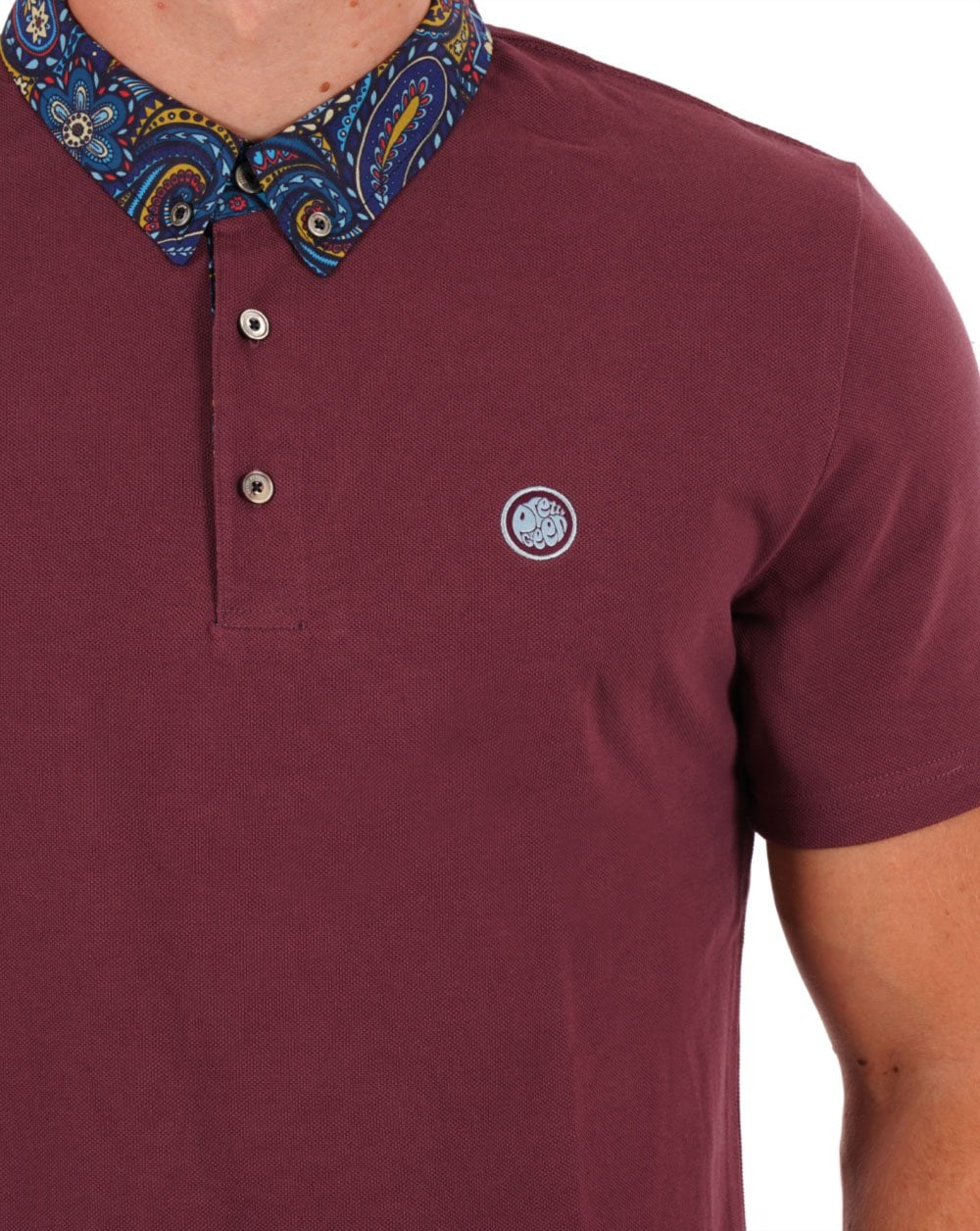 Pretty Green Marriot Paisley Collar Polo Purple - Image 2