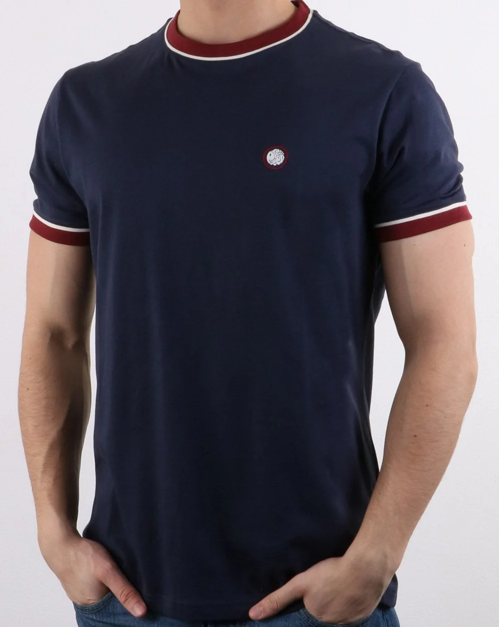 Pretty Green Mens Piping Tipped T-shirt Navy - Image 2