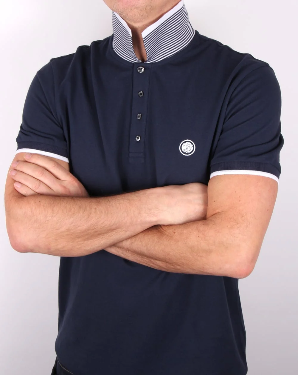 Pretty Green Multistripe Polo Shirt Navy - Image 3