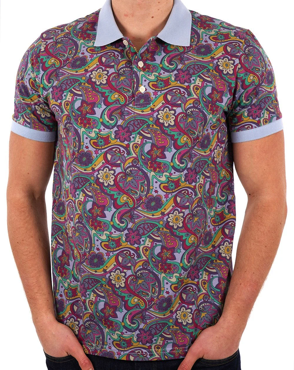 Pretty Green Mystic Paisley Polo Purple - Image 3