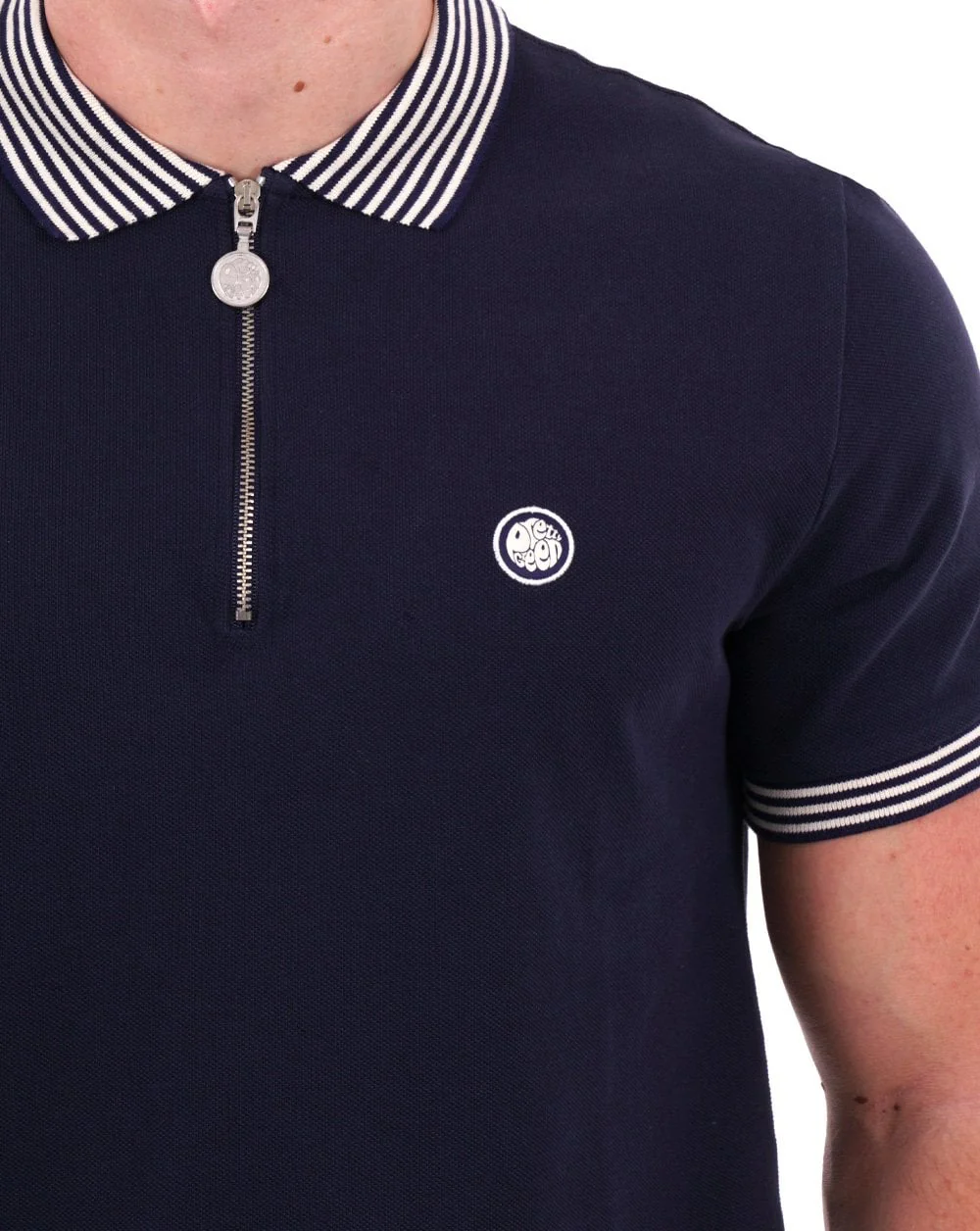 Pretty Green Orion Stripe Collar Polo Navy - Image 3