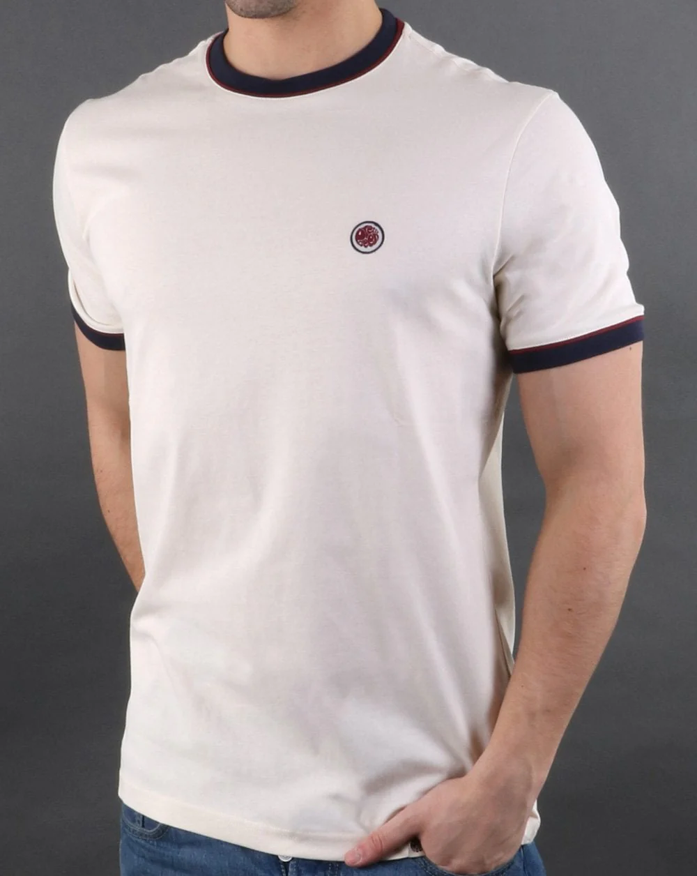 Pretty Green Piping Tipped T-shirt Off White - Image 2