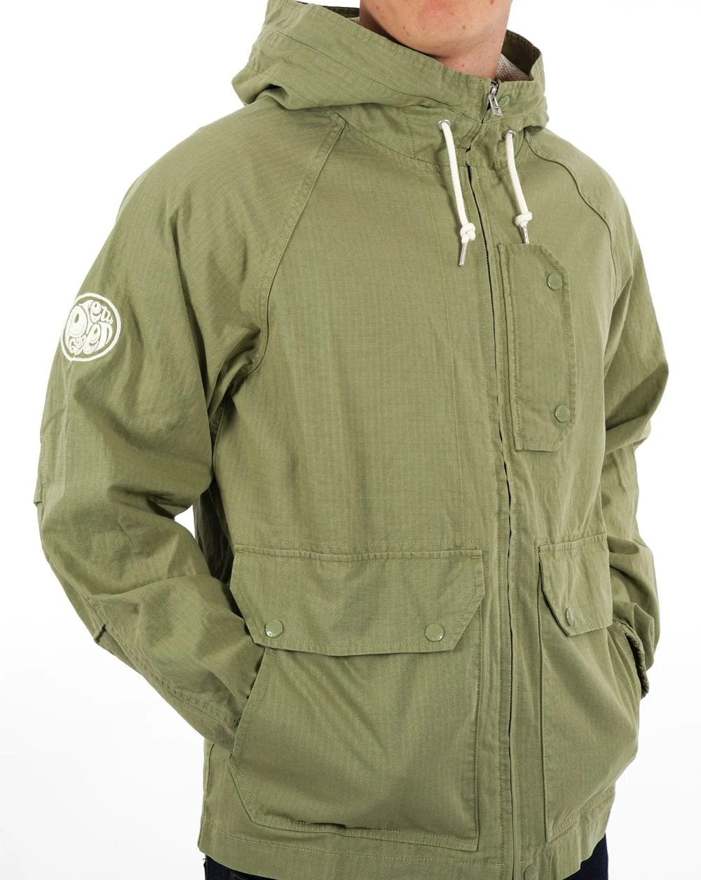 Pretty Green Prestleigh Zip Up Jacket Khaki - Image 4