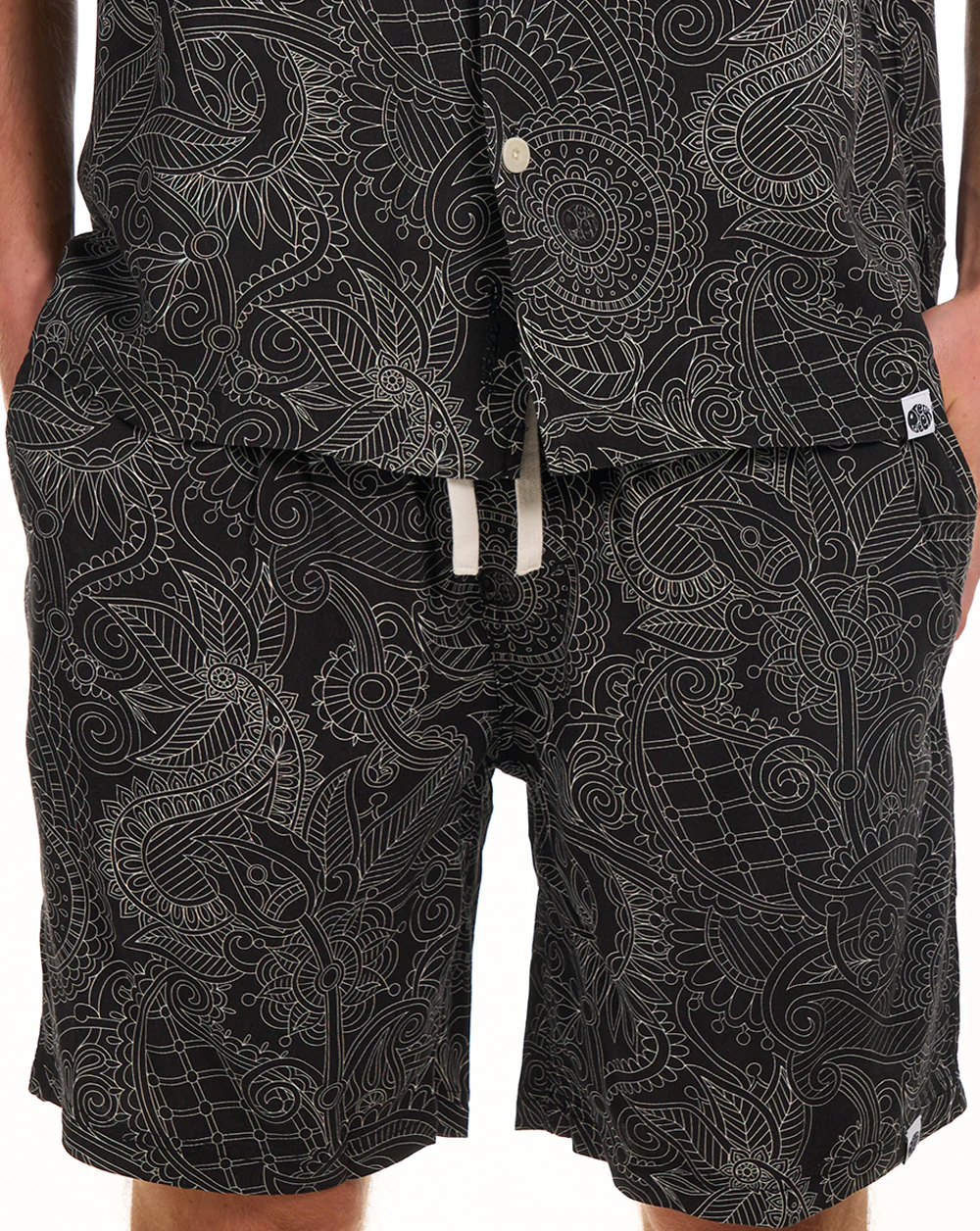 Pretty Green Resonance Linear Paisley Shorts Black - Image 3