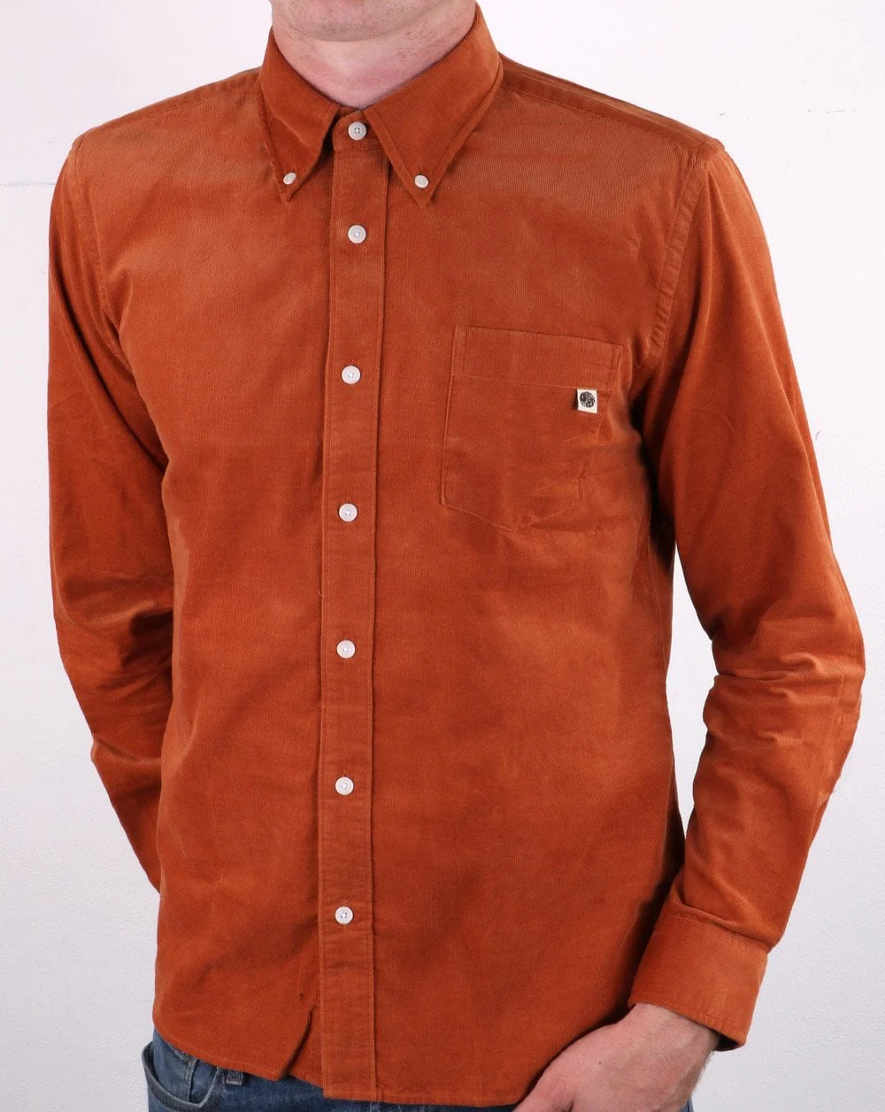 Pretty Green Standards Cord Shirt Orange - Image 2