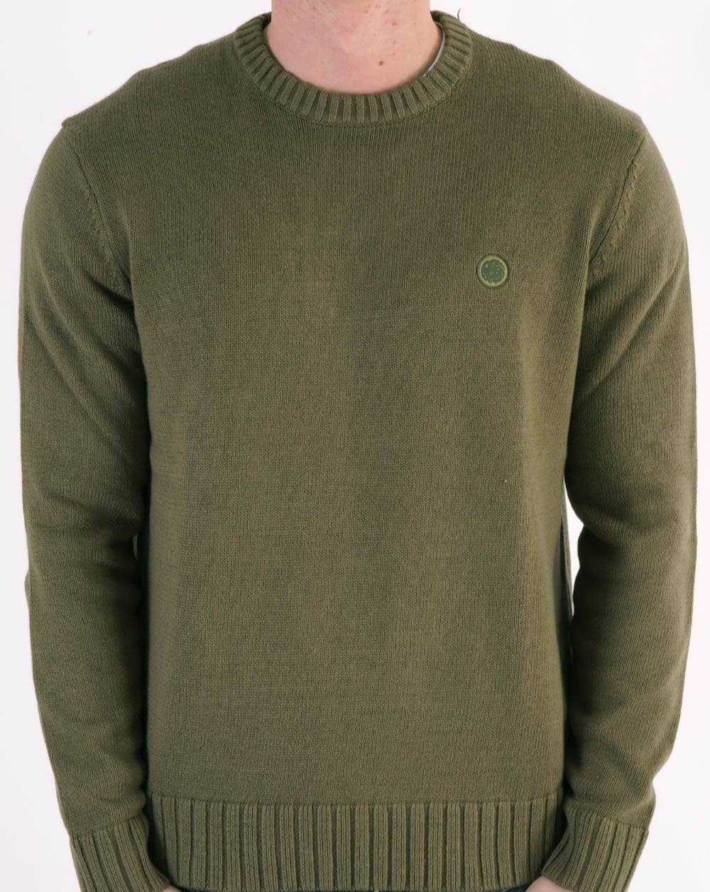 Pretty Green Standards Knitted Jumper Khaki Green - Image 3