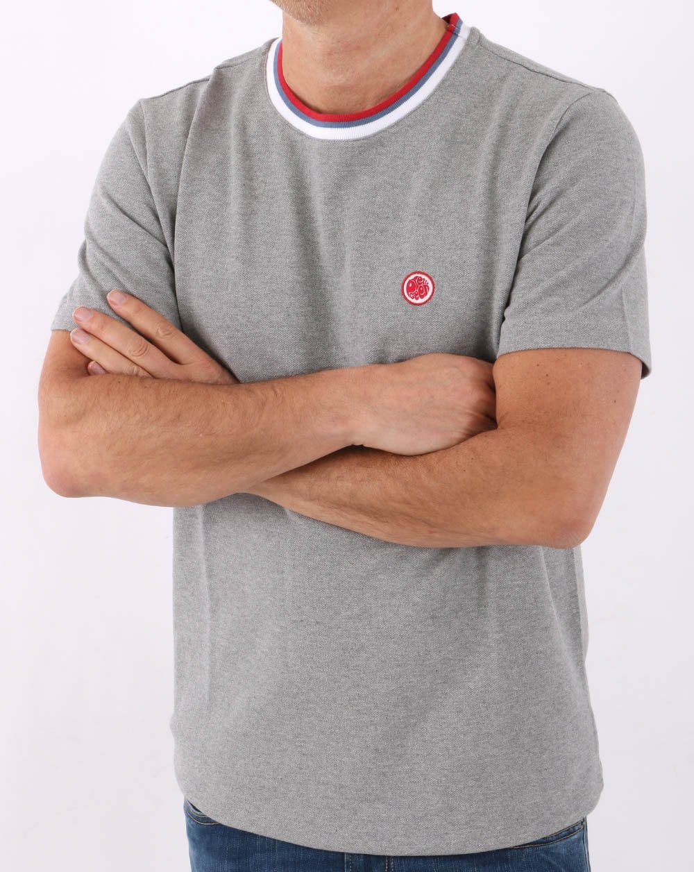 Pretty Green Tilby Neck Stripe T-shirt Light Grey - Image 4