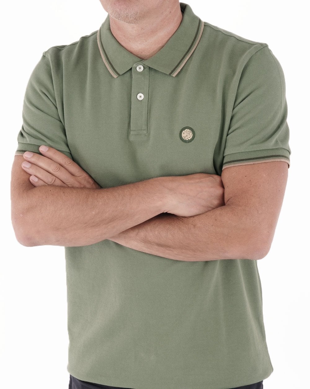 Pretty Green Tipped Polo Shirt Green - Image 3