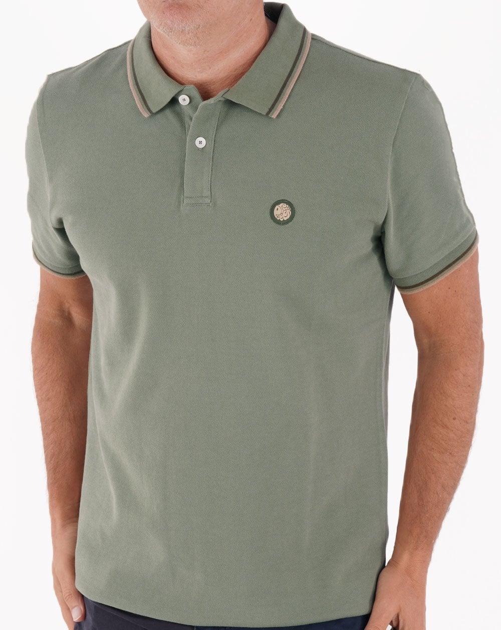 Pretty Green Tipped Polo Shirt Green - Image 4