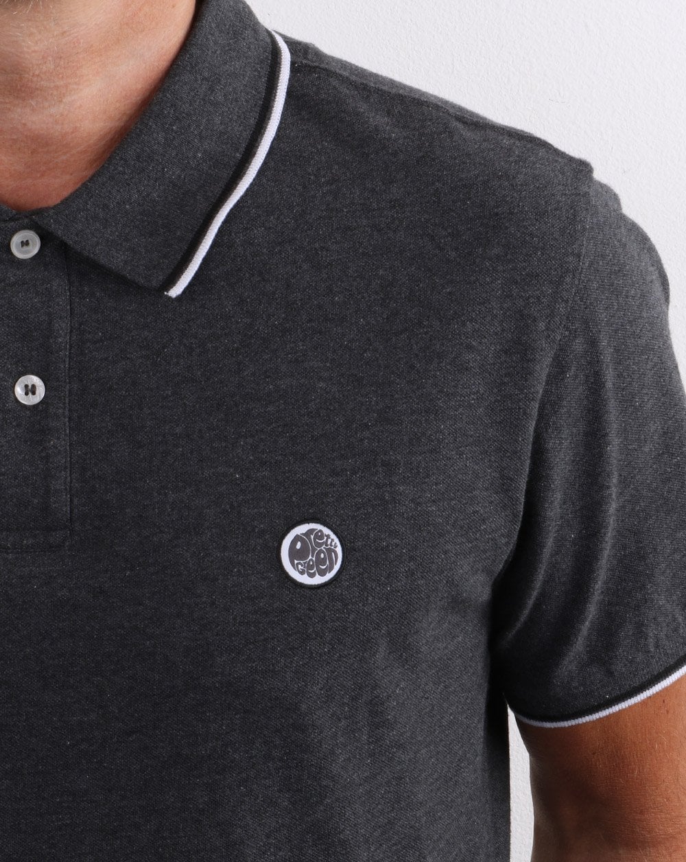 Pretty Green Tipped Polo Shirt Grey - Image 2