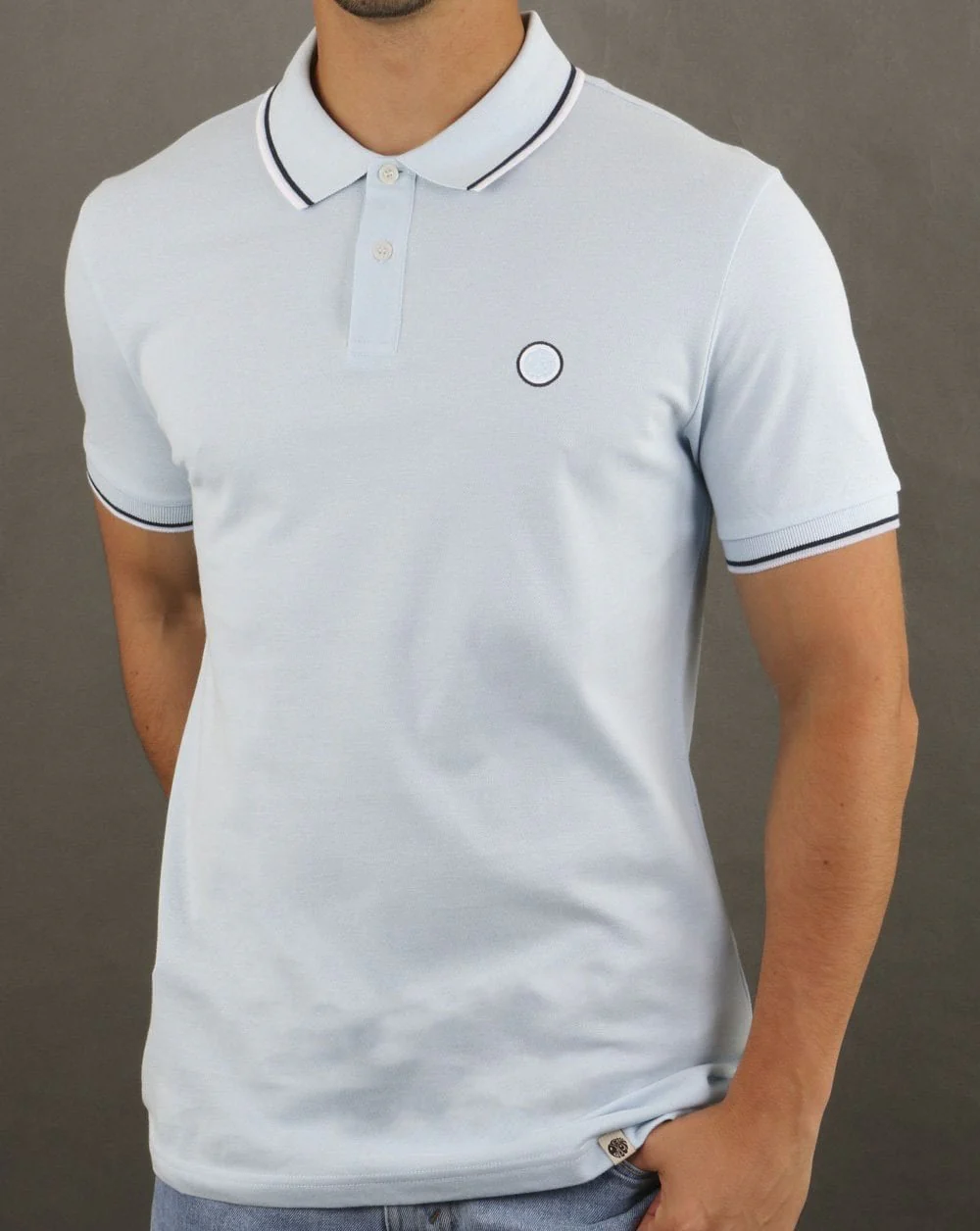 Pretty Green Tipped Polo Shirt Light Blue - Image 2