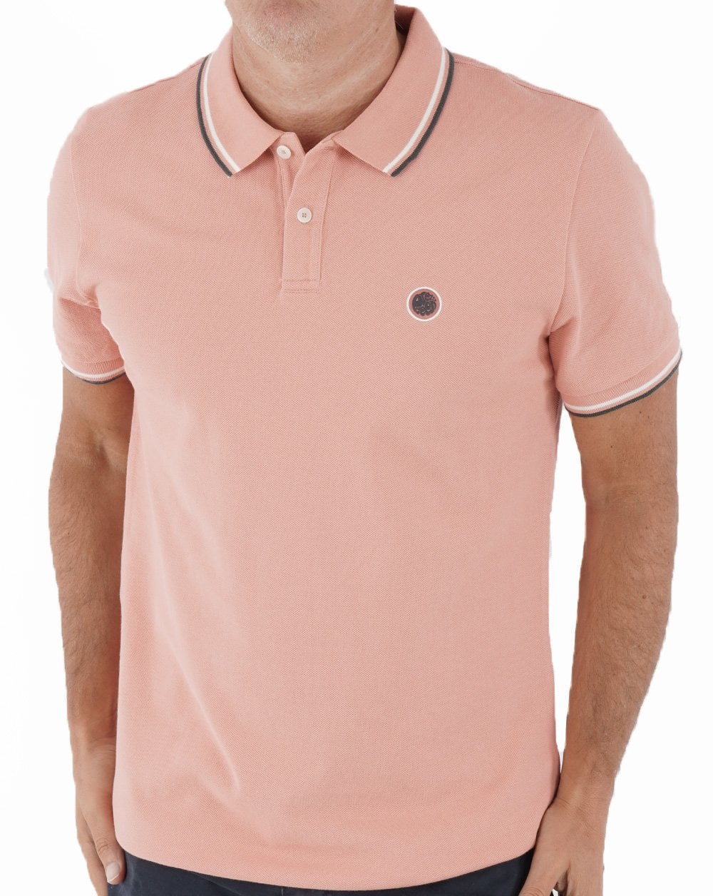 Pretty Green Tipped Polo Shirt Pink - Image 4