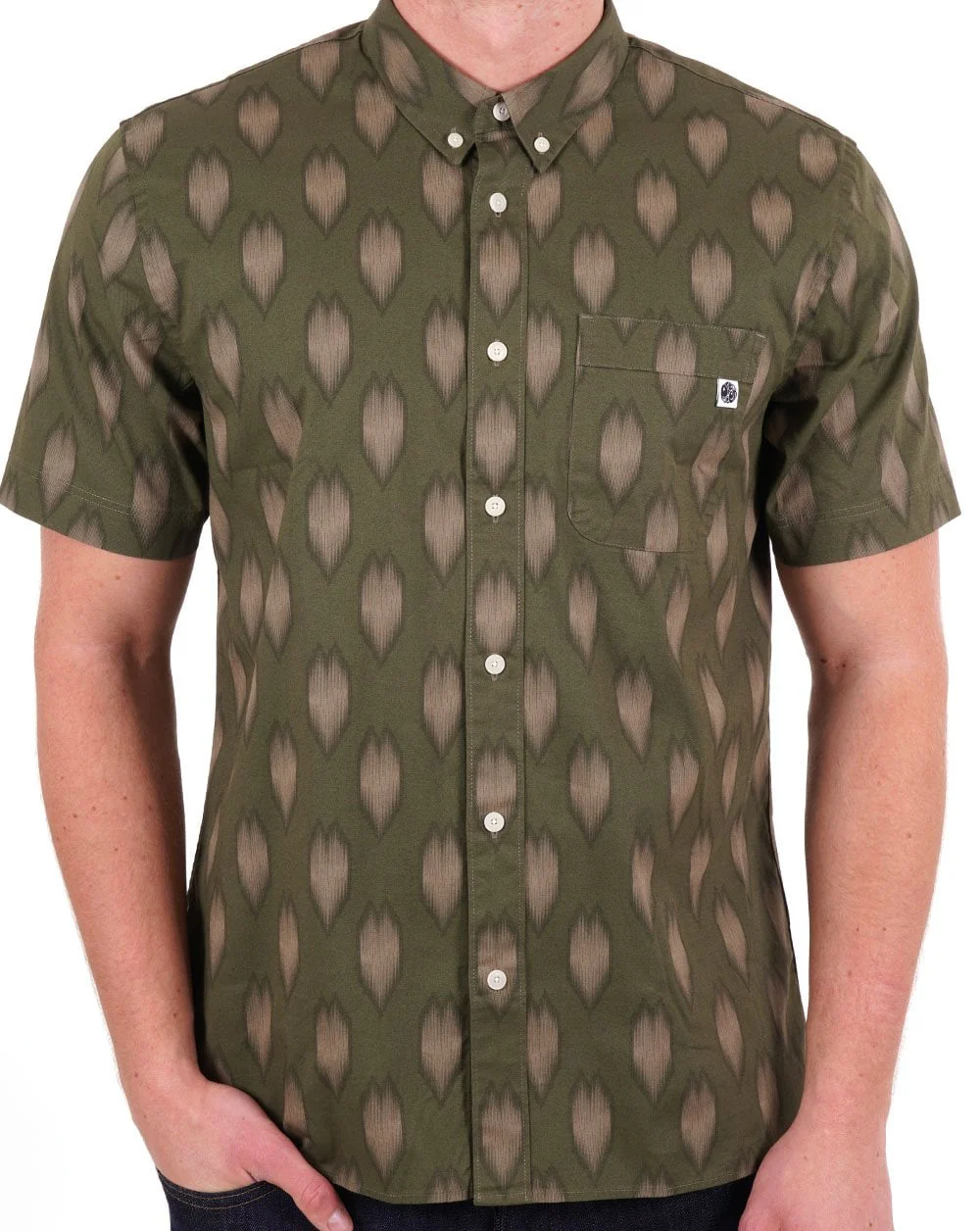 Pretty Green Vetiver Short Sleeve Shirt Khaki Green