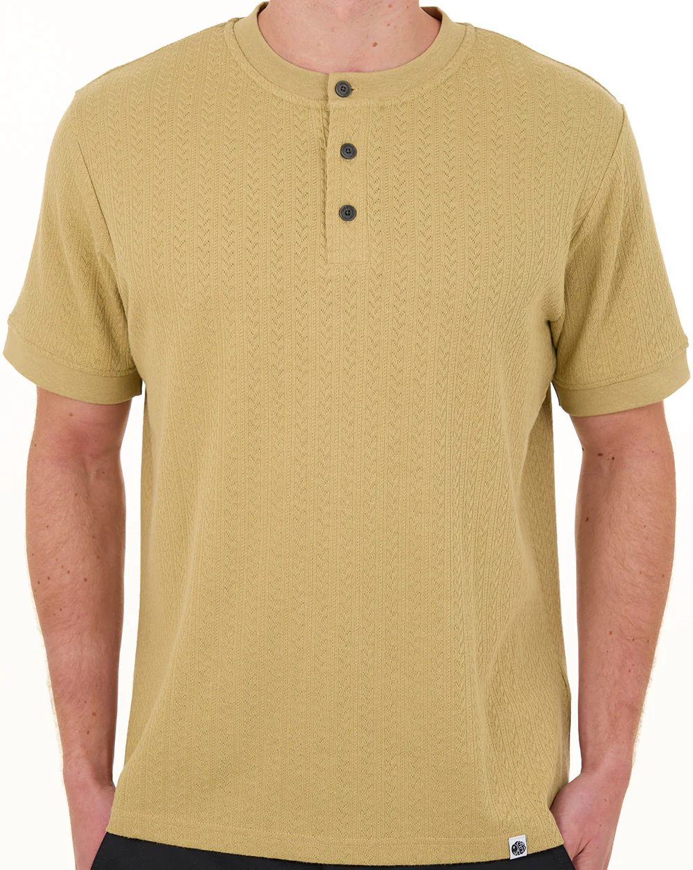 Pretty Green Zephlyn Texture Grandad Tee Taupe
