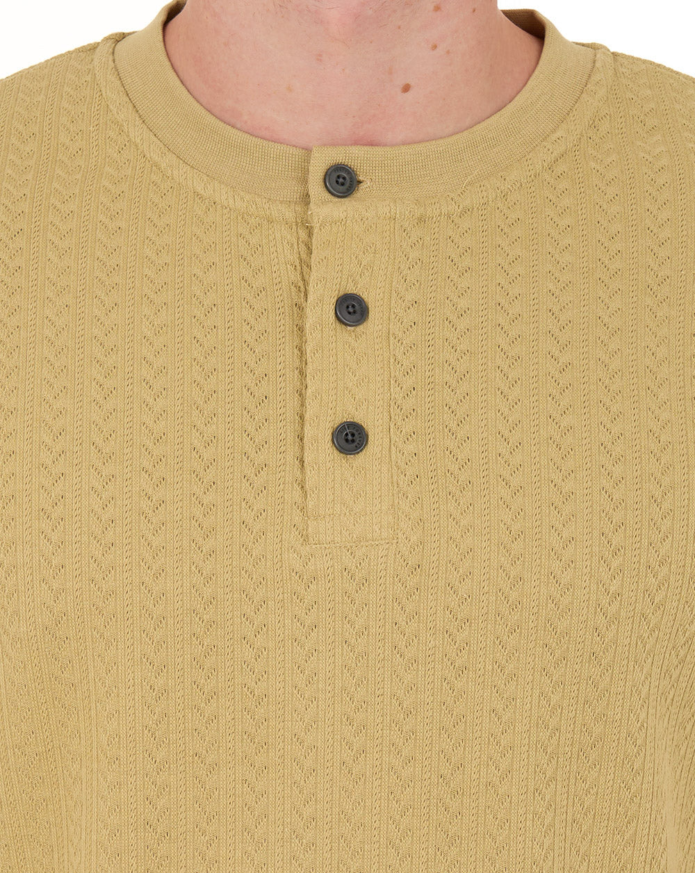 Pretty Green Zephlyn Texture Grandad Tee Taupe - Image 2