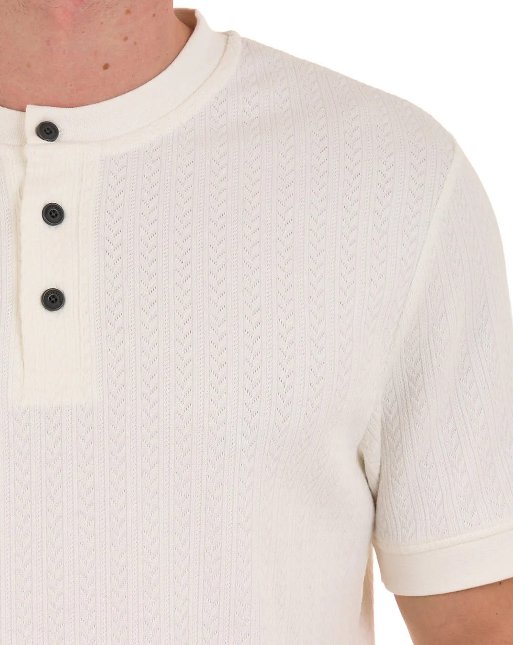 Pretty Green Zephlyn Texture Grandad Tee White - Image 2