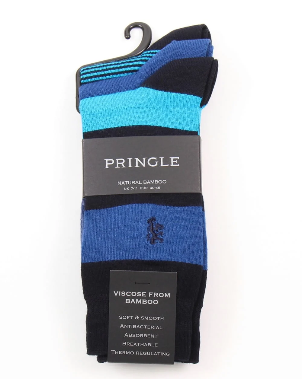 Pringle Bamboo Wide Stripe Socks Navy/Blue - Image 2