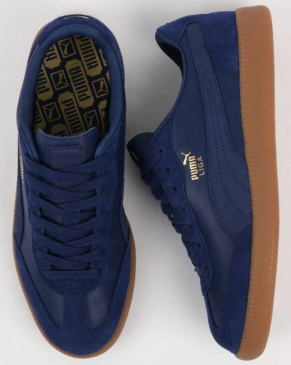 Puma Liga Leather Trainers Blue - Image 2