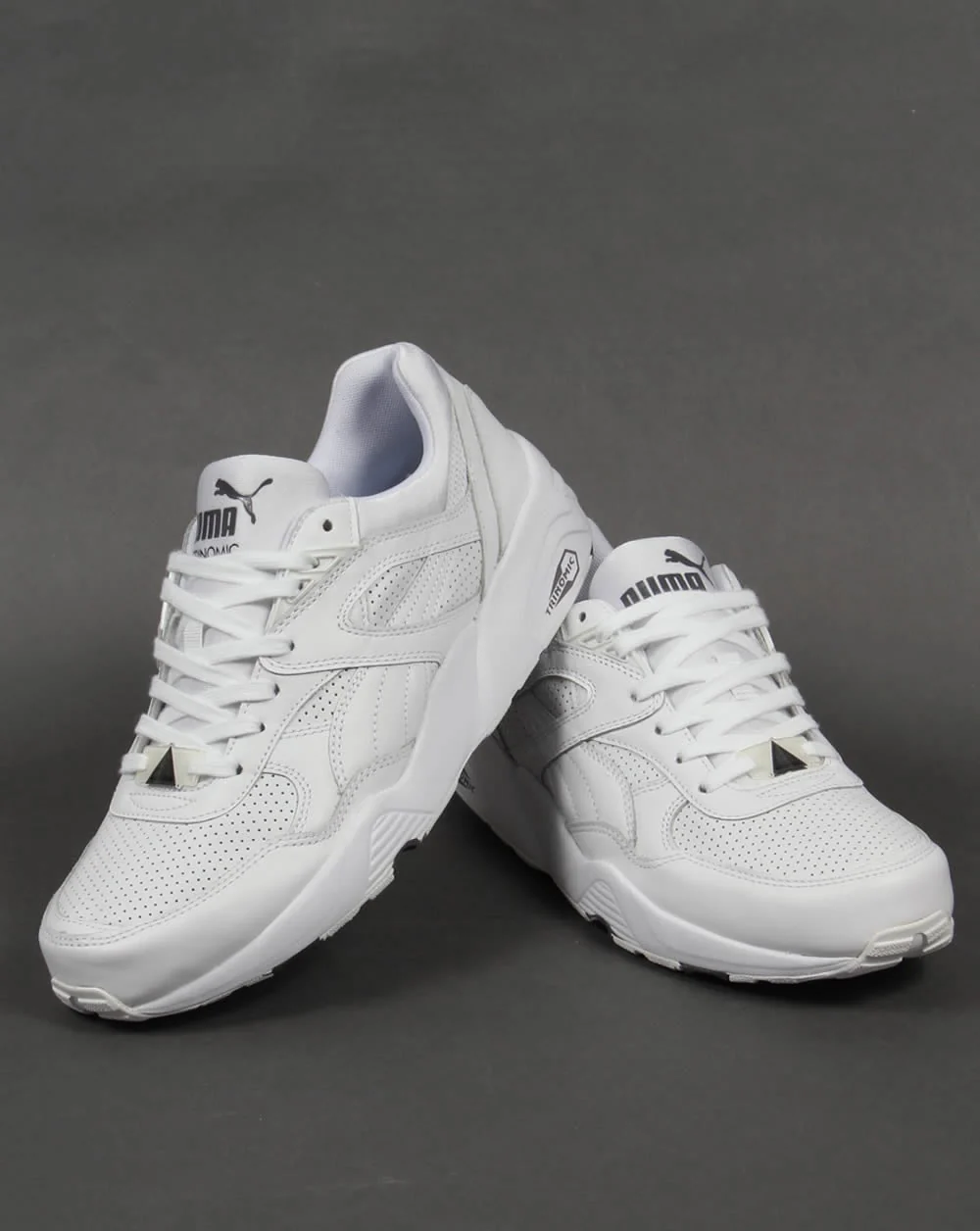 Puma R698 Core Leather Trainers White/White - Image 3