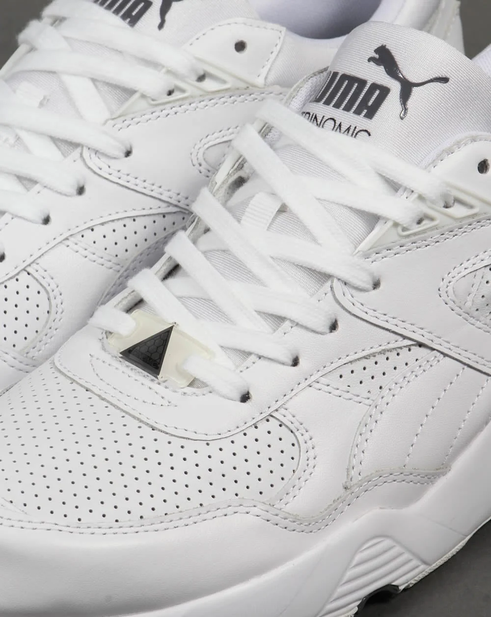Puma R698 Core Leather Trainers White/White - Image 4