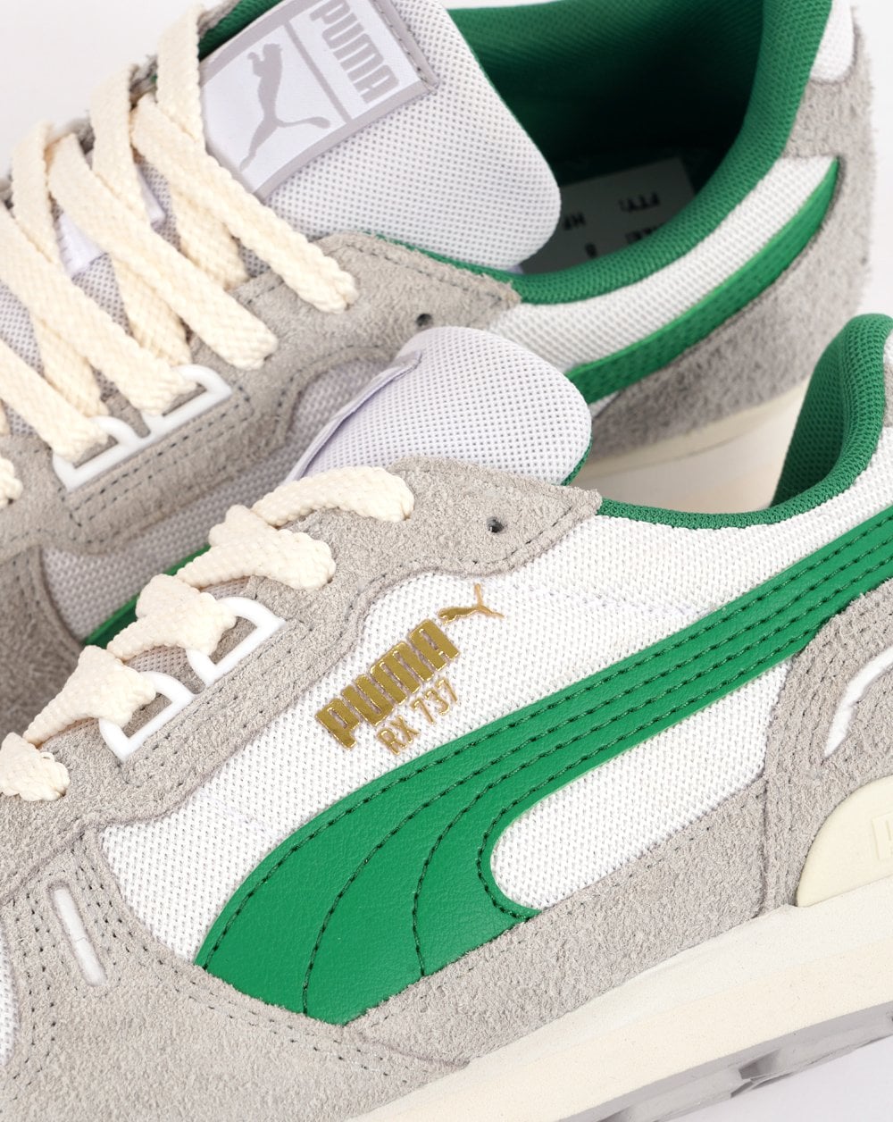 Puma RX 737 Vintage Trainer White Green Light Grey - Image 4