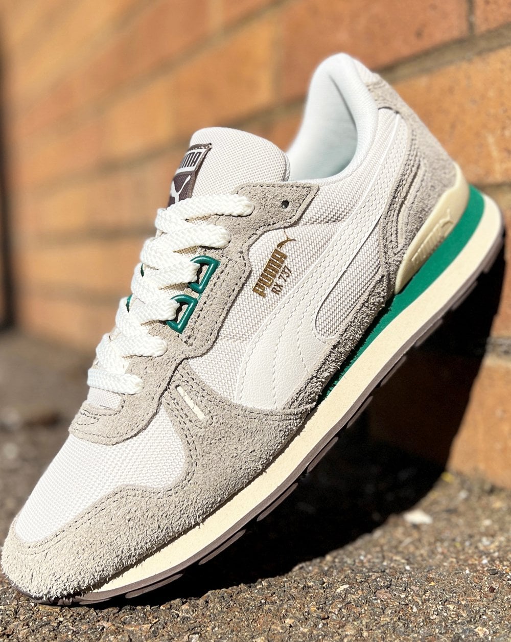 Puma RX 737 Vintage Trainers Off White Green - Image 2
