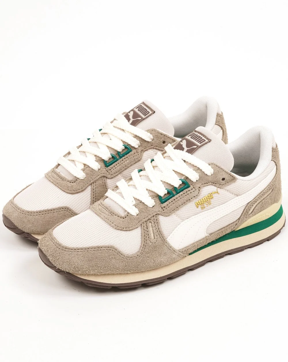 Puma RX 737 Vintage Trainers Off White Green - Image 3
