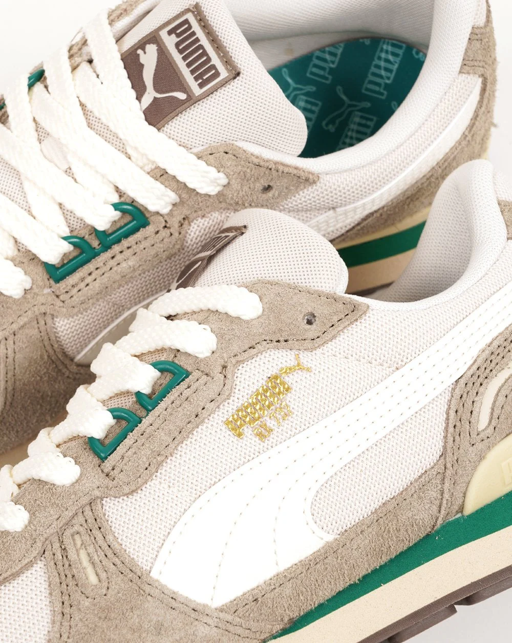 Puma RX 737 Vintage Trainers Off White Green - Image 4