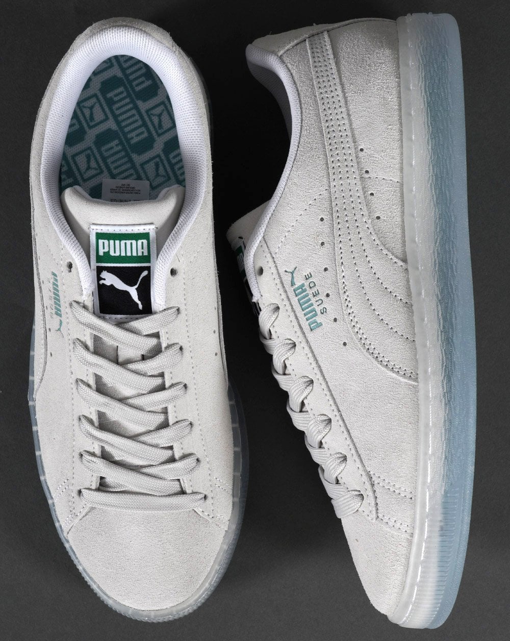 Puma Suede Trainer Ice Grey Translucent Sole - Image 3