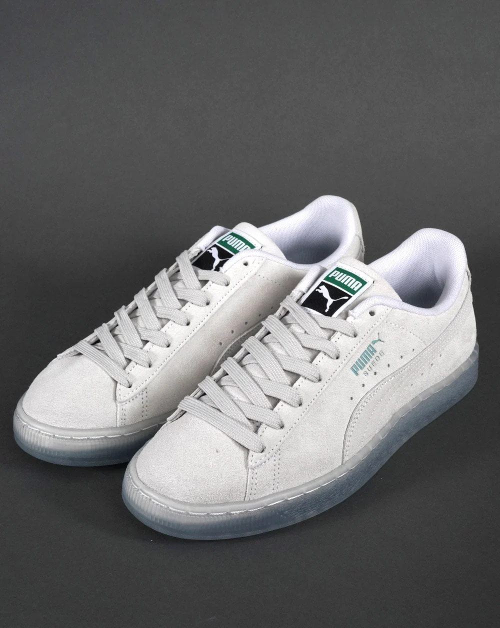 Puma Suede Trainer Ice Grey Translucent Sole - Image 4