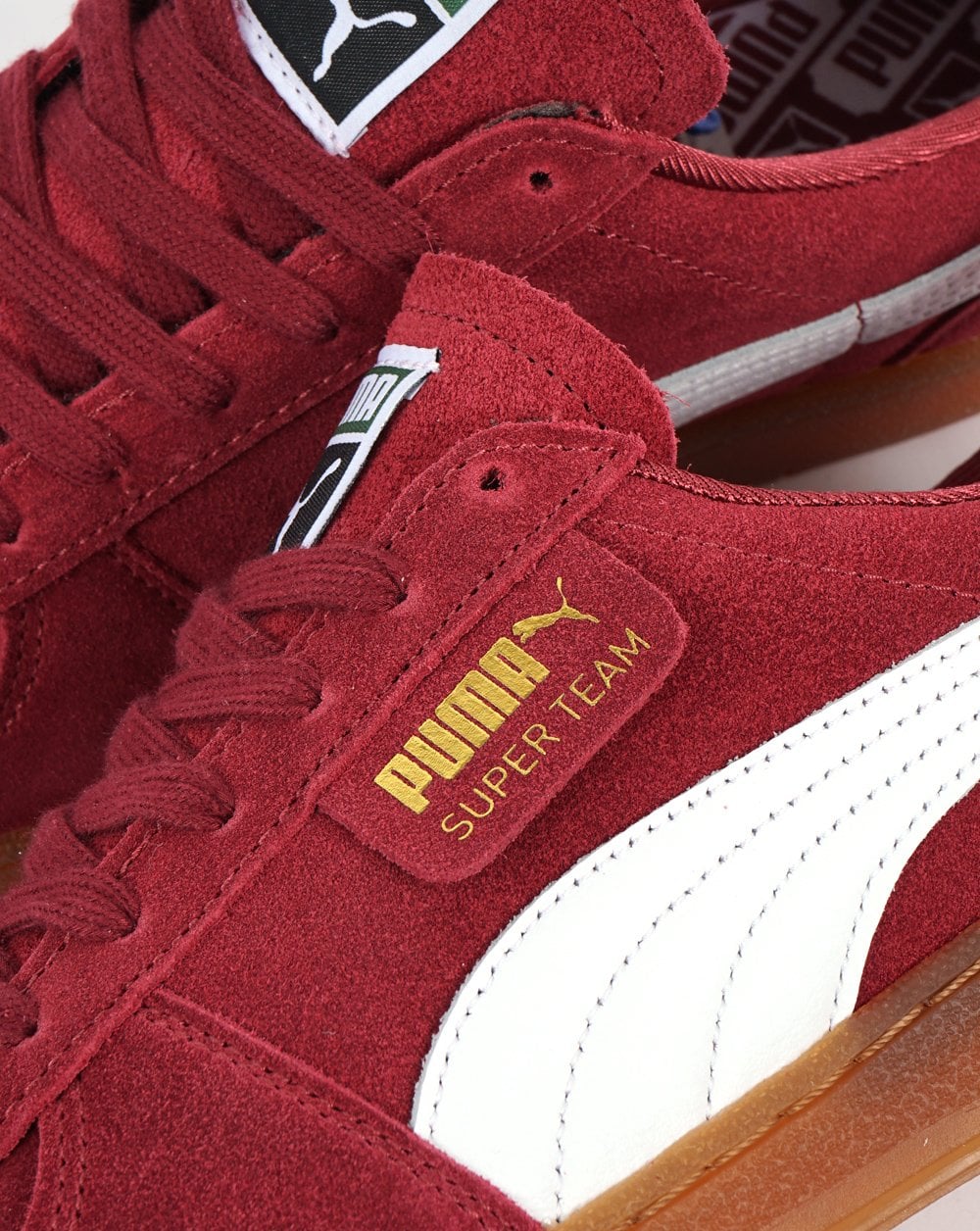 Puma Super Team Suede Trainer Burgundy White Gum - Image 4