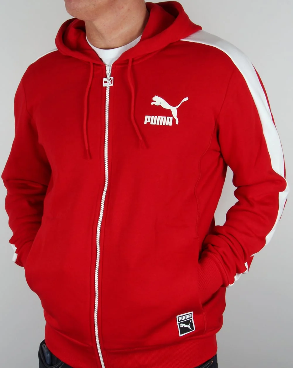 Puma T7 Full Zip Hoody Cherry Red - Image 4