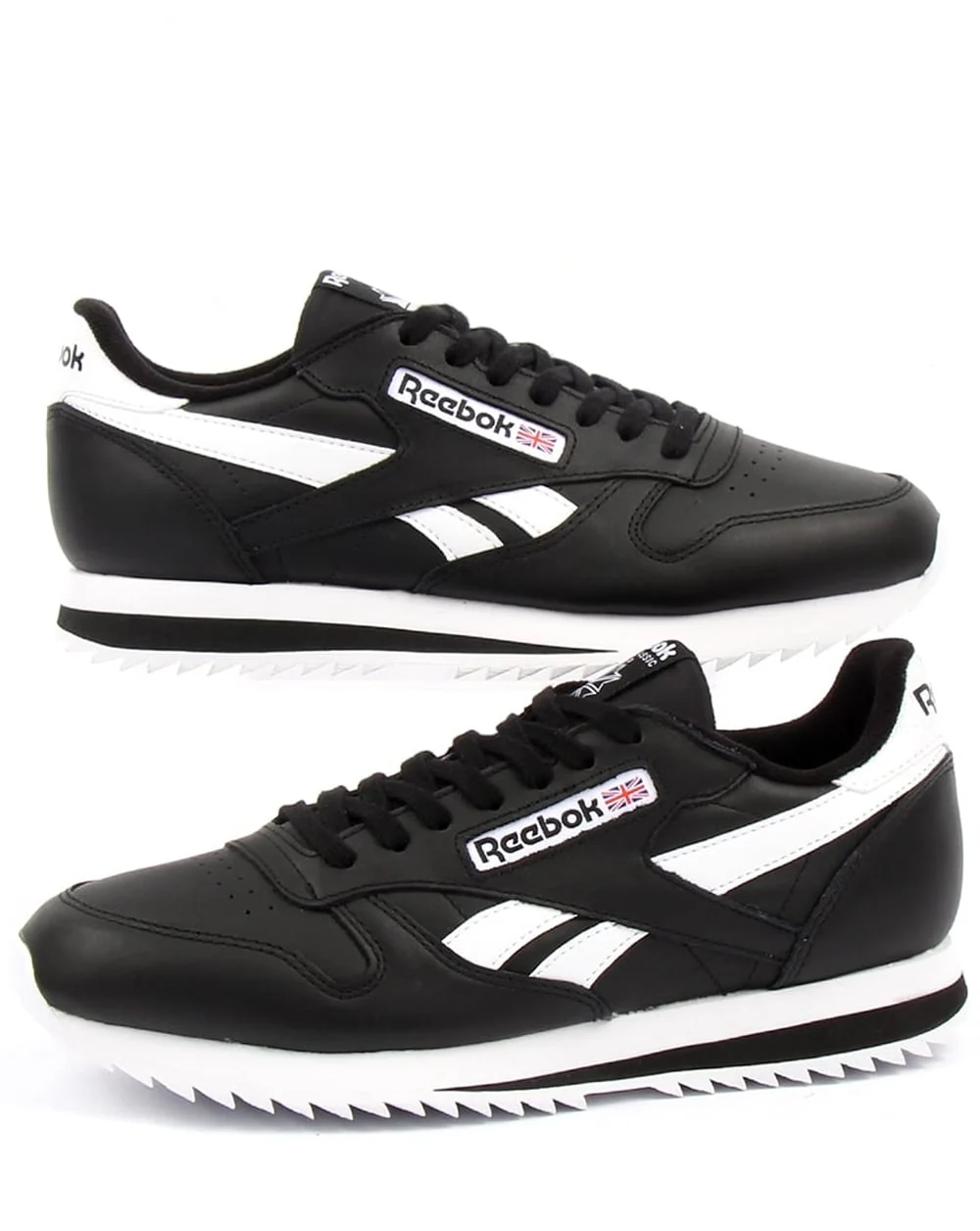 Reebok CL Ripple Leather Trainers Black/White