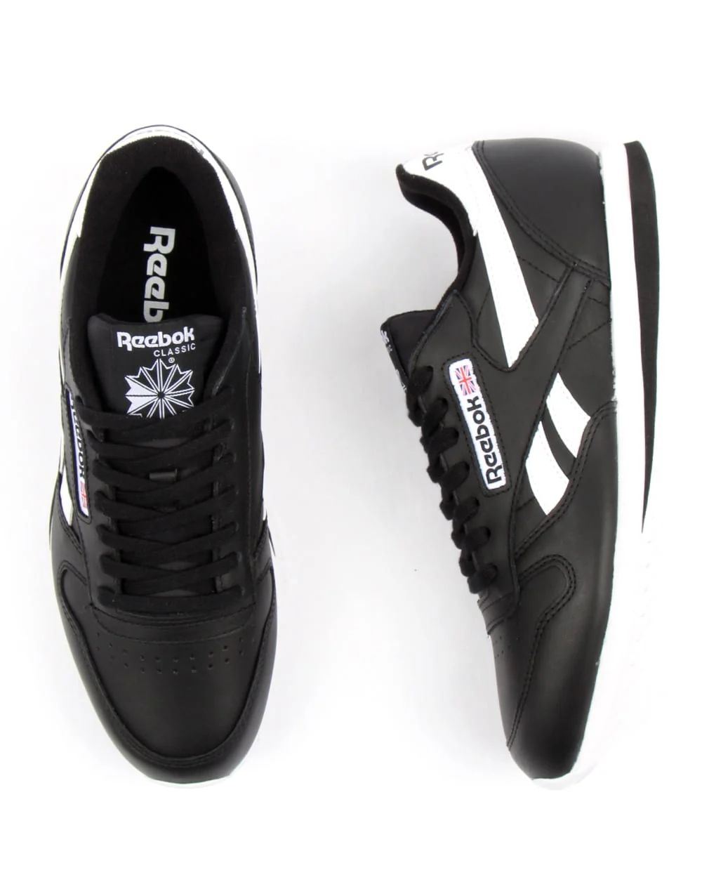 Reebok CL Ripple Leather Trainers Black/White - Image 2