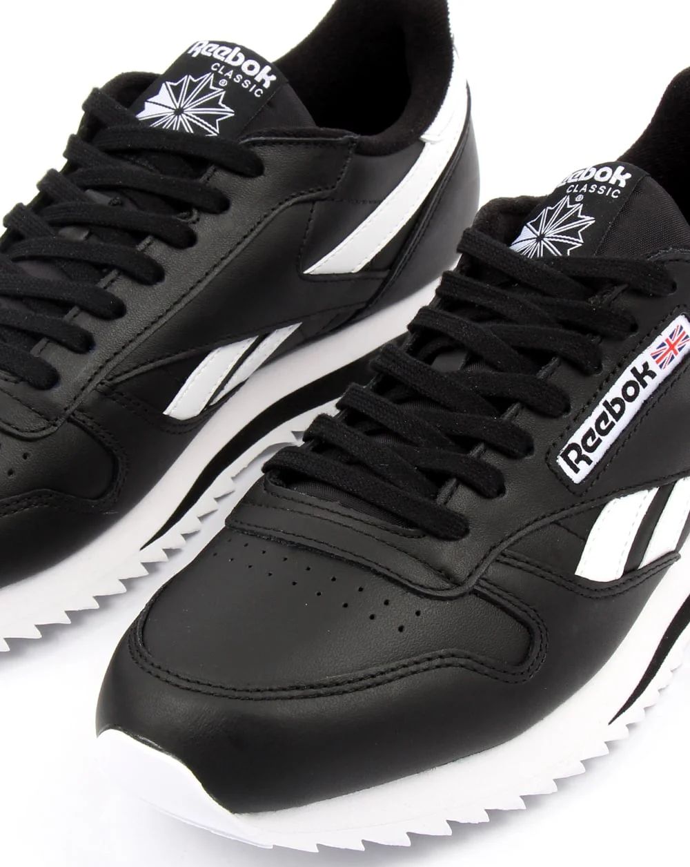 Reebok CL Ripple Leather Trainers Black/White - Image 3