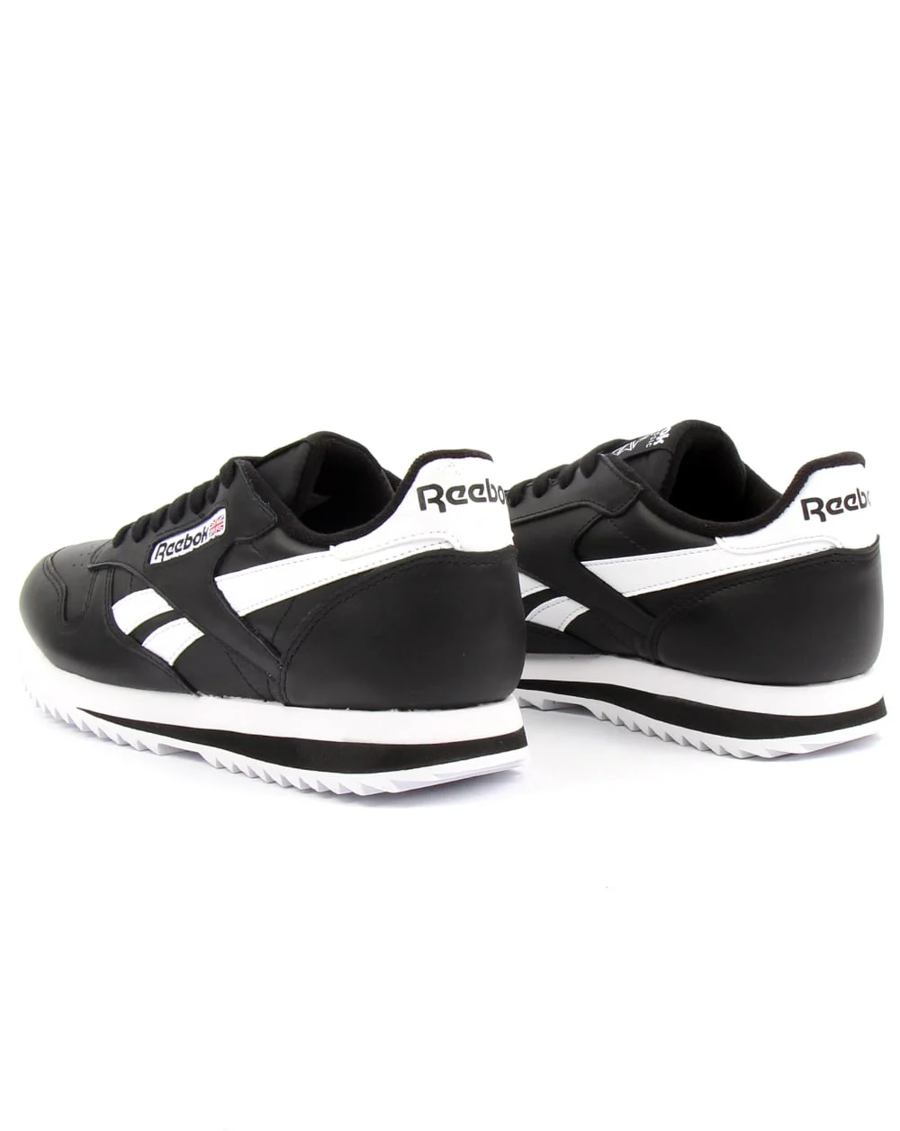 Reebok CL Ripple Leather Trainers Black/White - Image 4