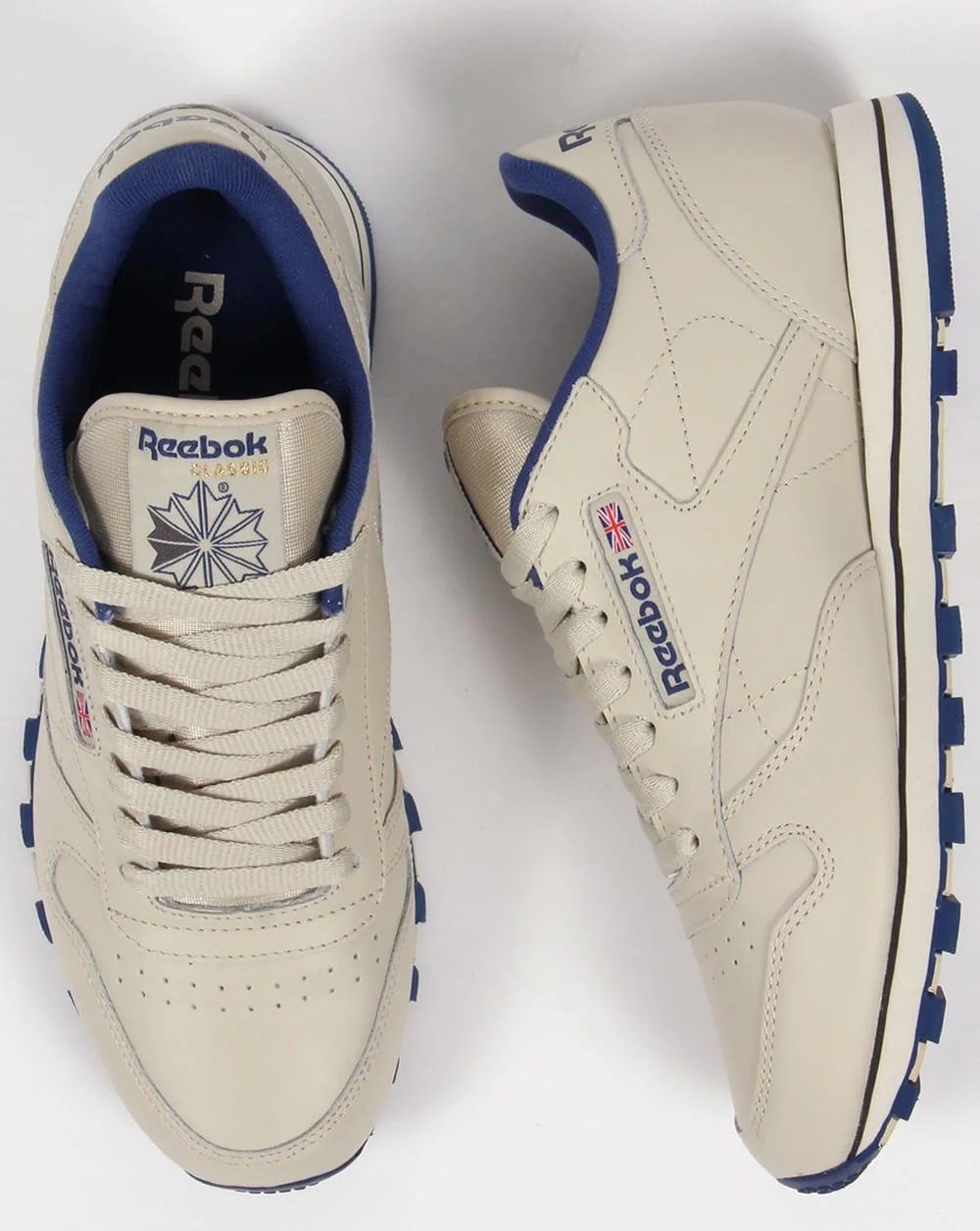 Reebok Classic Leather Trainers Ecru/Navy - Image 2