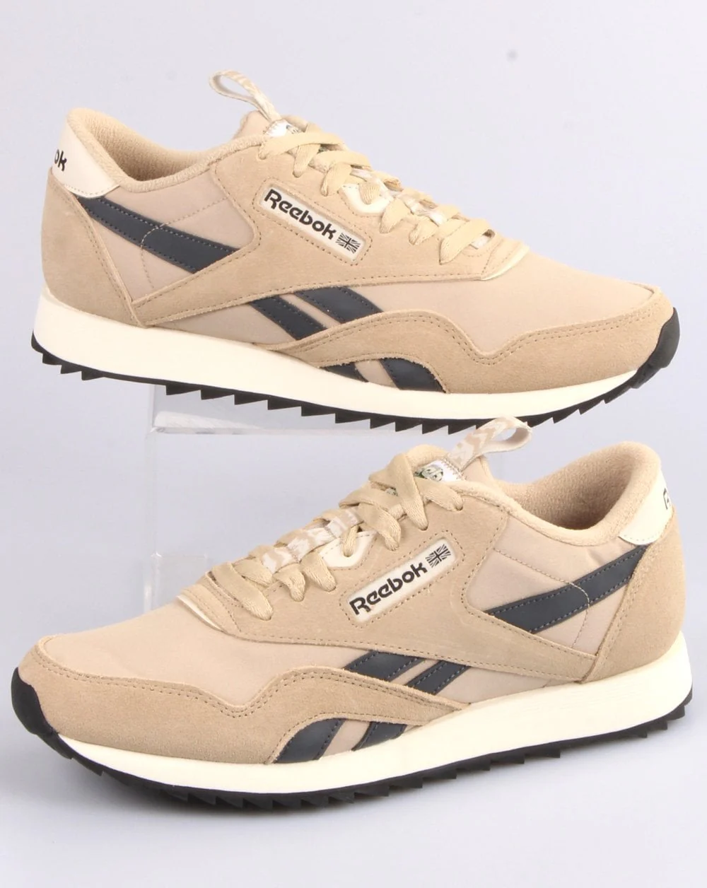 Reebok Classic Nylon Ripple Trainers Beige/Grey