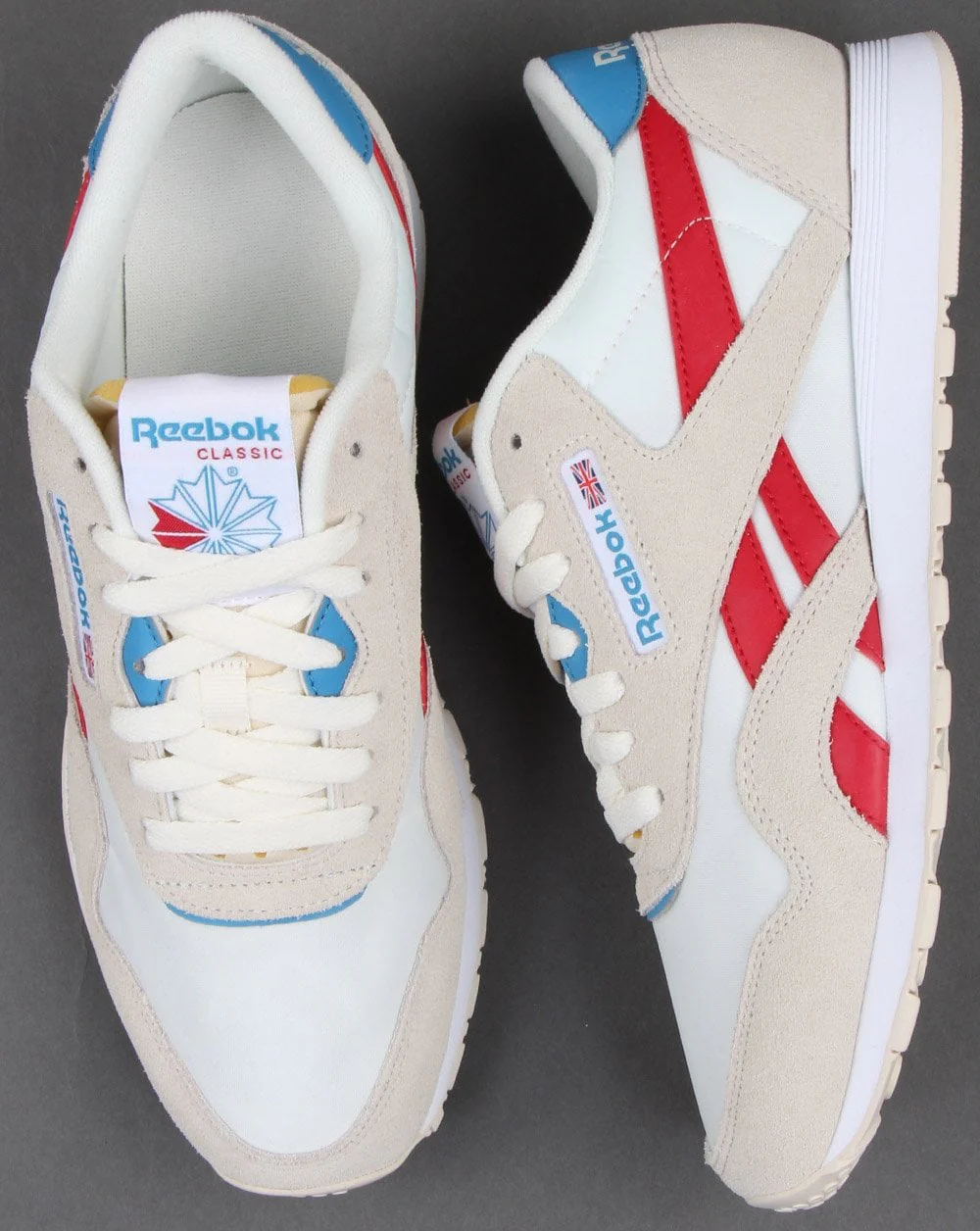 Reebok Classic Nylon Trainers Chalk/Scarlet/Cyan - Image 2