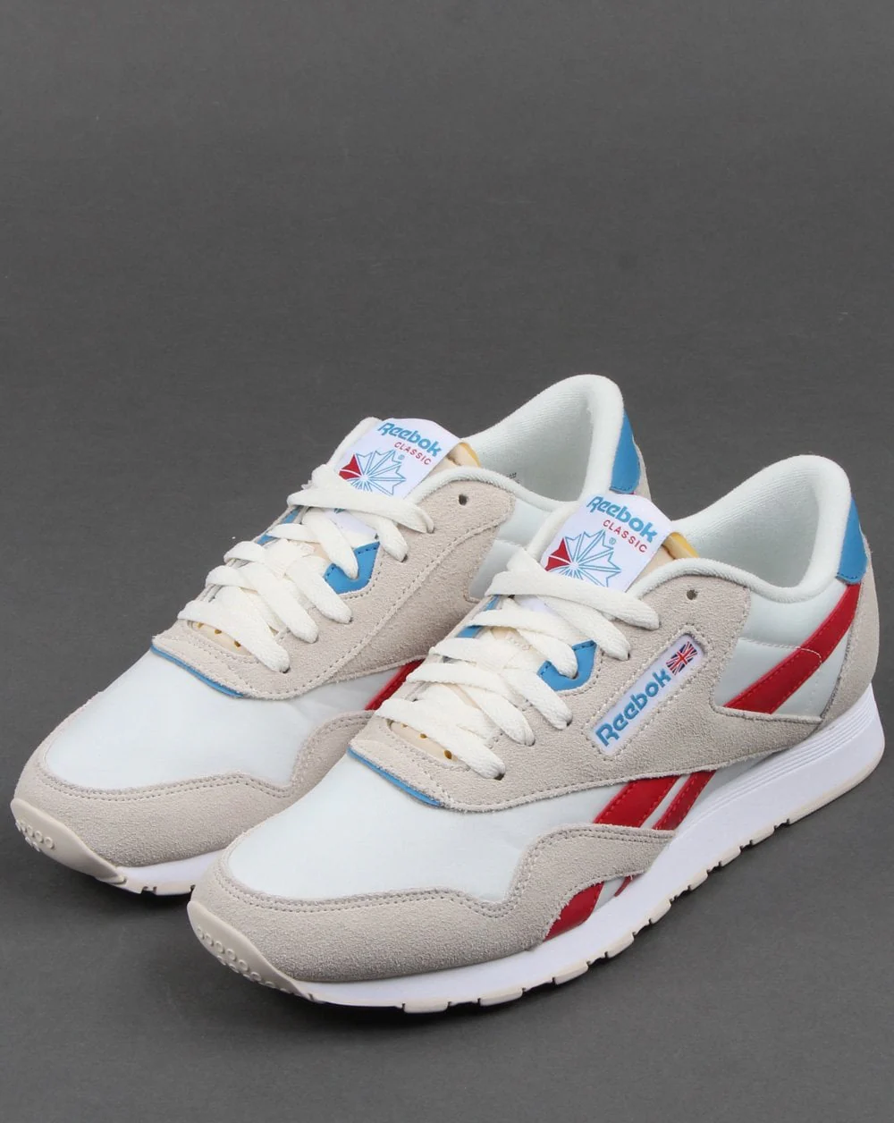 Reebok Classic Nylon Trainers Chalk/Scarlet/Cyan - Image 3