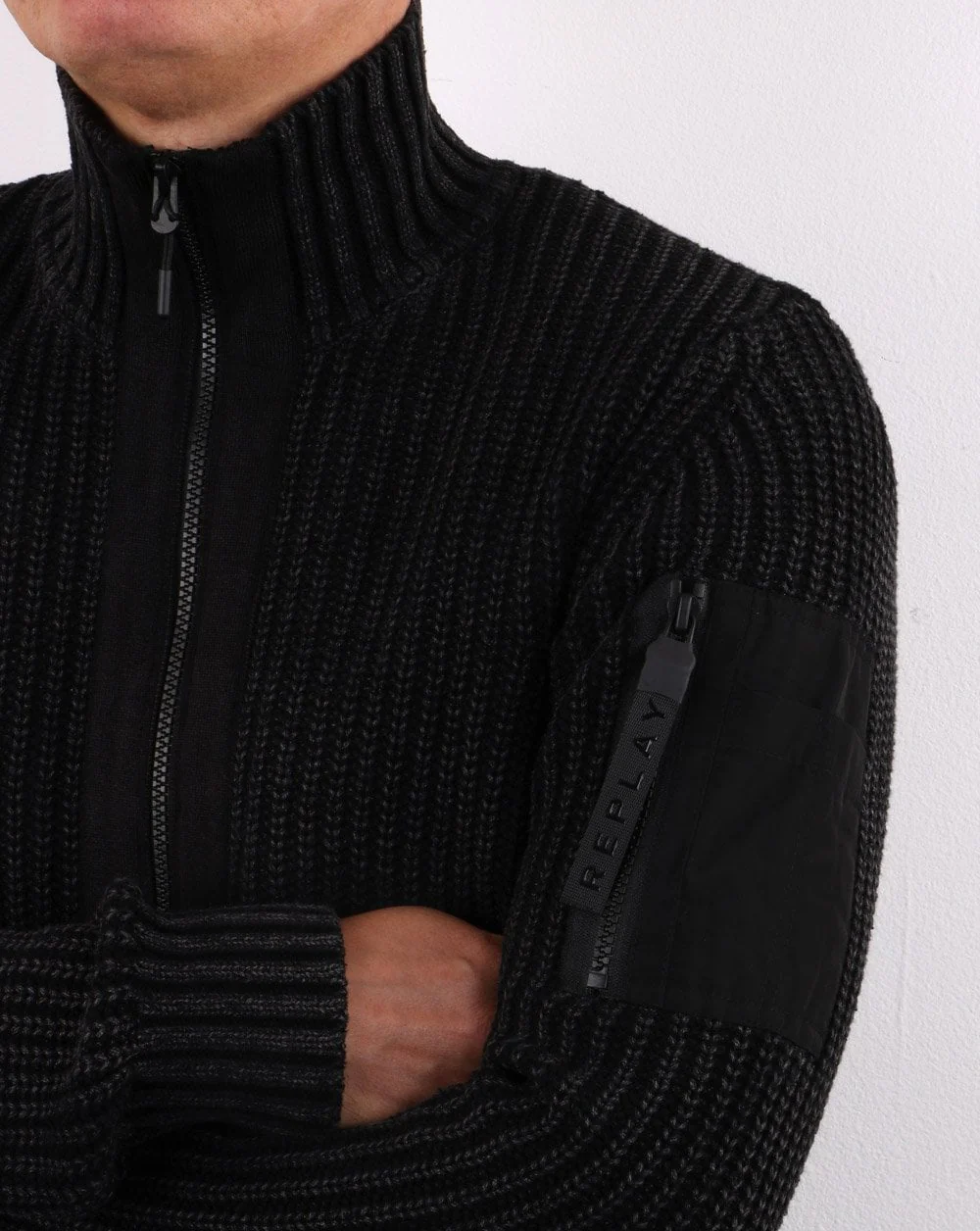 Replay Zip Up Cardigan Dark Navy - Image 2
