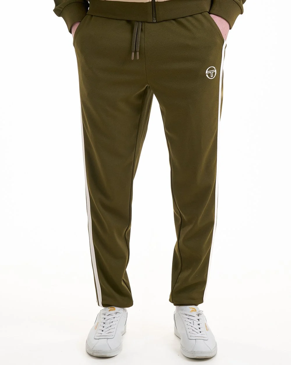 Sergio Tacchini 2 Stripe Track Pants Dark Olive White - Image 2