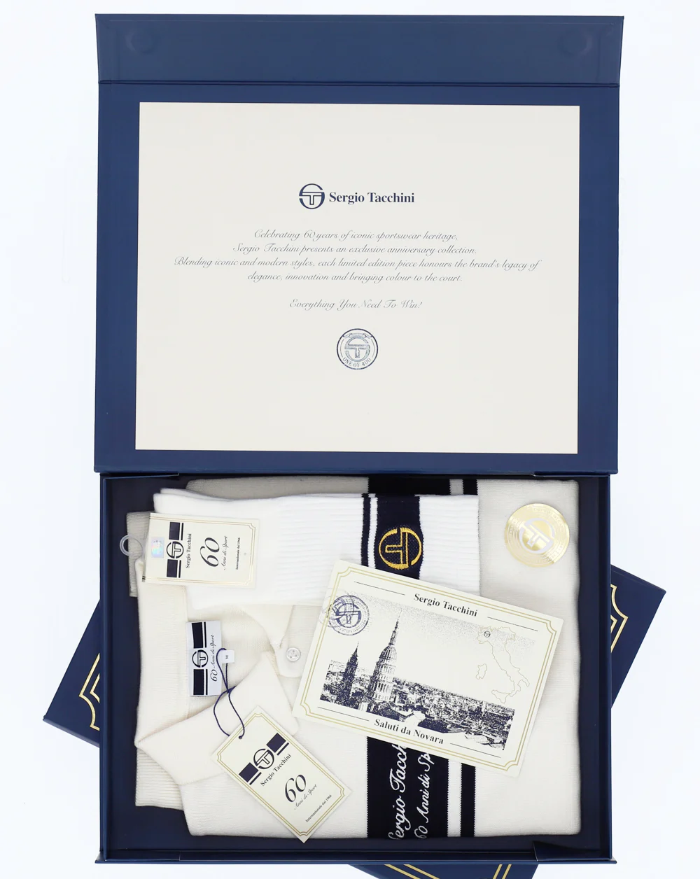 Sergio Tacchini 60th Anniversary Polo Shirt Box Gardenia/Navy - Image 4