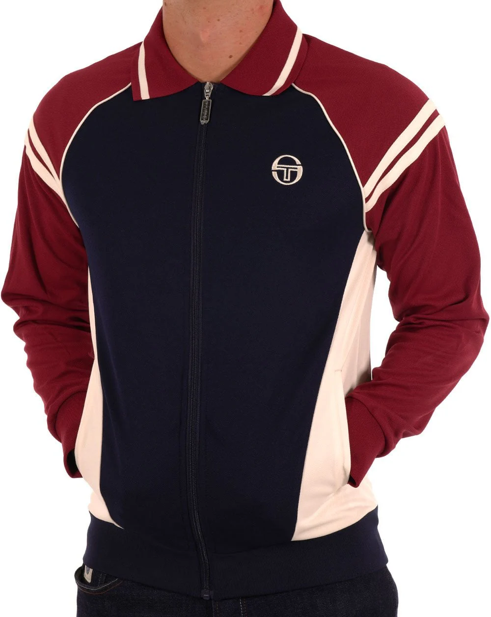 Sergio Tacchini Ascot Track Top Navy Claret - Image 2