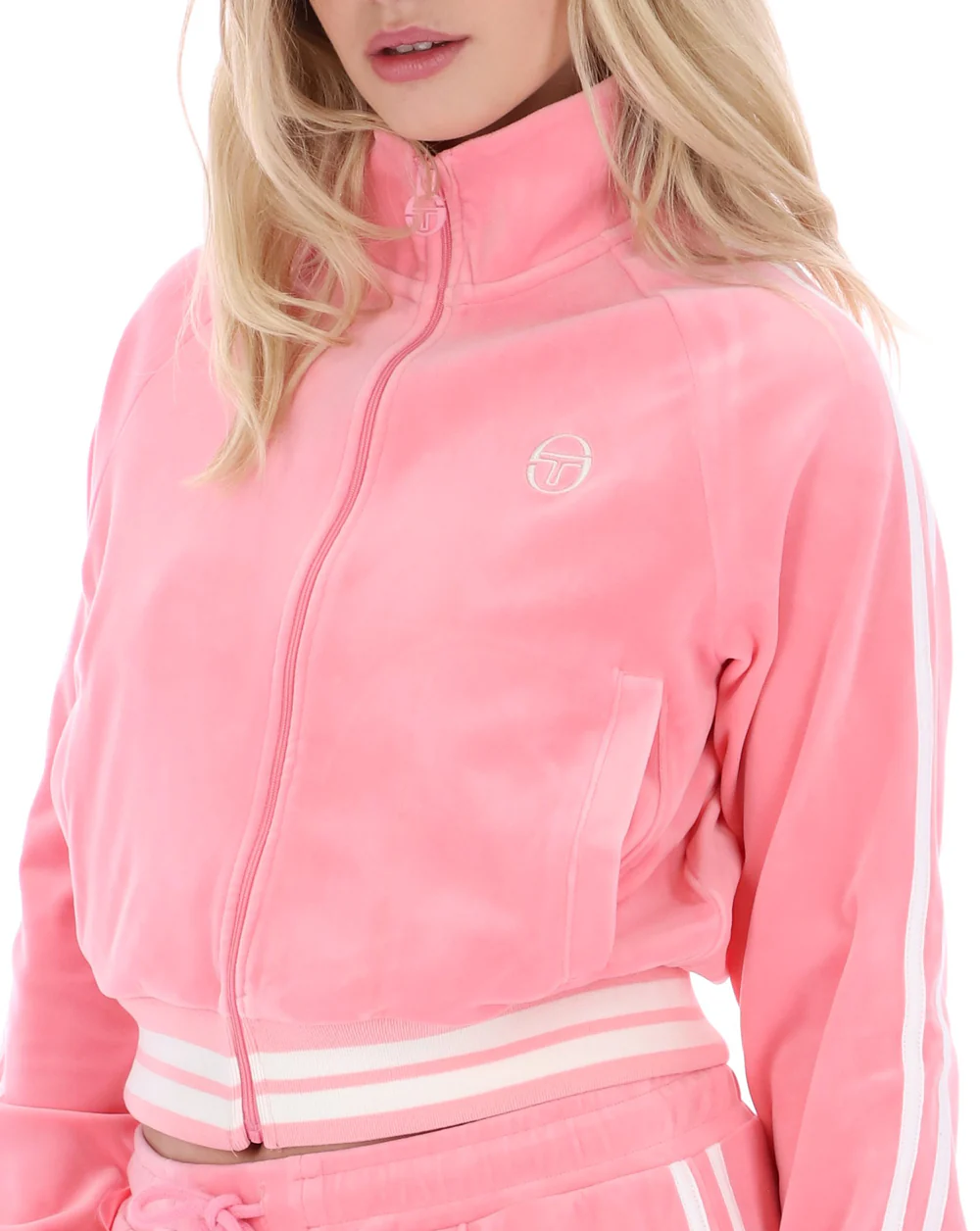 Sergio Tacchini Carmella Velour Track Top Pink/Gardenia - Image 2