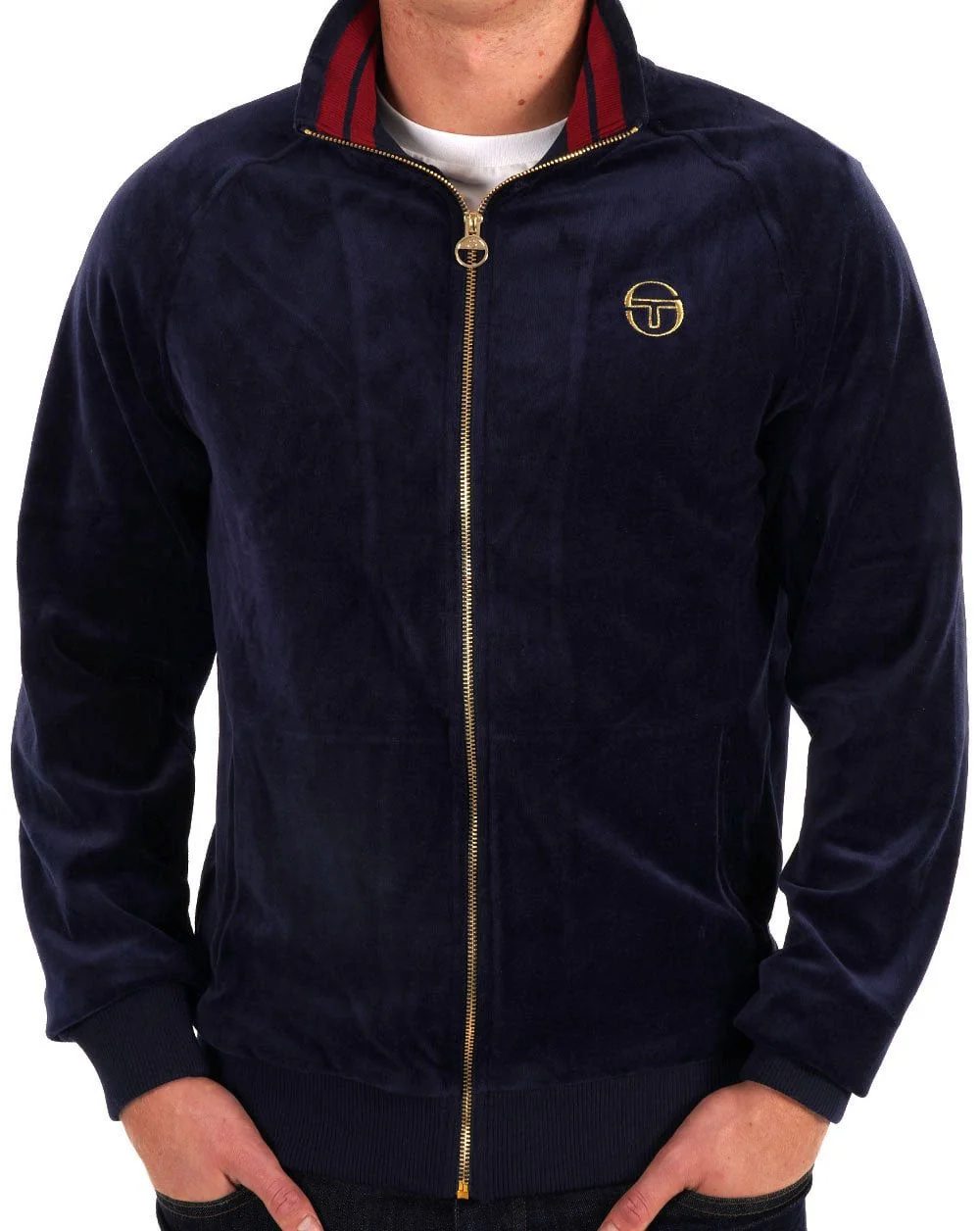 Sergio Tacchini Classic Velour Track Top Navy - Image 4