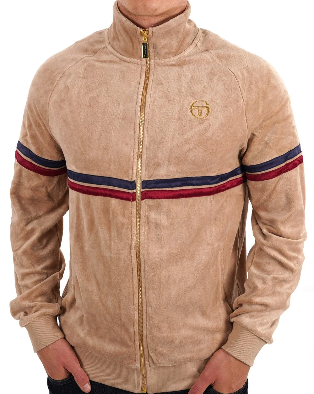 Sergio Tacchini Dallas Luxe Velour Track Top Stone - Image 2